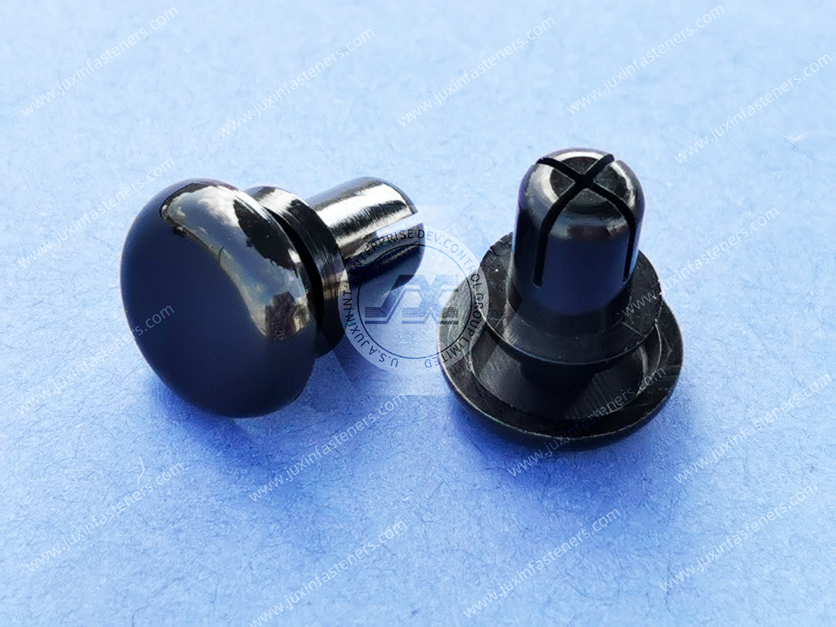 プラスチック黒色ナイロン66スナップリベット、R型リベット