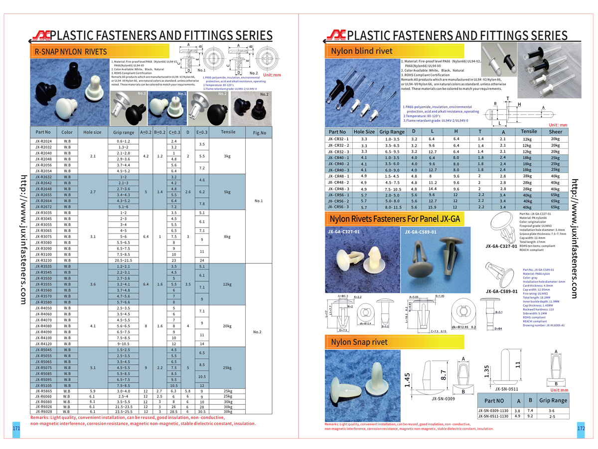 プラスチックナイロン66ブラインドリベット